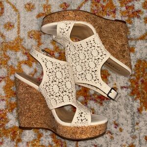 Lucky Brand Crochet Cork Wedges